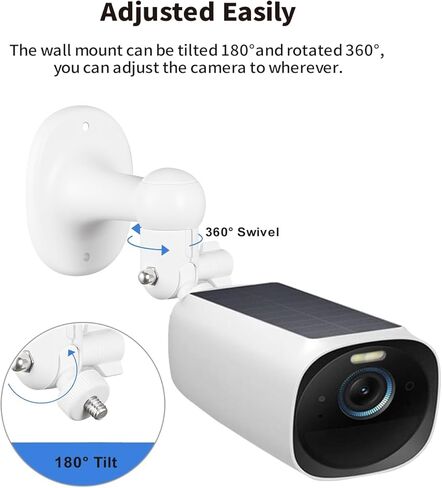 Tonton 2 Pack كاميرا أمان مثبتة على الحائط متوافقة مع eufyCam 2C/2C Pro، 2/2 Pro، 3C/S300، 3/S330، SoloCam S220/C210، Ring، Arlo، وغيرها من الكاميرات اللولبية 1/4 بوصة، دعامة قابلة للتعديل 360 درجة، أبيض in Saudi Arabia