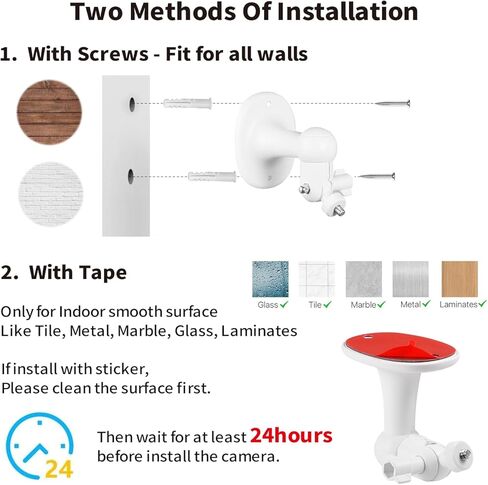Tonton 2 Pack كاميرا أمان مثبتة على الحائط متوافقة مع eufyCam 2C/2C Pro، 2/2 Pro، 3C/S300، 3/S330، SoloCam S220/C210، Ring، Arlo، وغيرها من الكاميرات اللولبية 1/4 بوصة، دعامة قابلة للتعديل 360 درجة، أبيض in Saudi Arabia