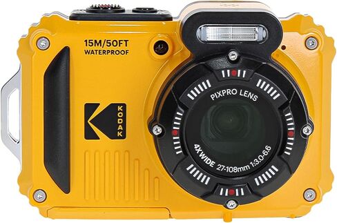 كاميرا KODAK PIXPRO WPZ2 متينة مقاومة للماء ومضادة للغبار وواي فاي رقمية بدقة 16 ميجابكسل (أصفر) مع بطاقة ذاكرة 32 جيجابايت + حامل ثلاثي القوائم لمدون الفيديو + حقيبة + مجموعة تنظيف + المزيد من الملحقات in Saudi Arabia