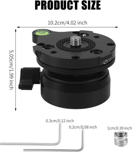 قاعدة تسوية ثلاثية القوائم بخيط 1/4 بوصة، لوحة رأس حامل ثلاثي القوائم من الألومنيوم ±15 درجة ضبط إمالة الكاميرا مع مستوى الفقاعات لكاميرات DSLR وكاميرات الفيديو والتلسكوبات الذكية in Kuwait