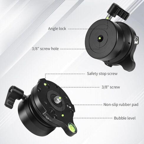 قاعدة تسوية ثلاثية القوائم بخيط 1/4 بوصة، لوحة رأس حامل ثلاثي القوائم من الألومنيوم ±15 درجة ضبط إمالة الكاميرا مع مستوى الفقاعات لكاميرات DSLR وكاميرات الفيديو والتلسكوبات الذكية in Kuwait