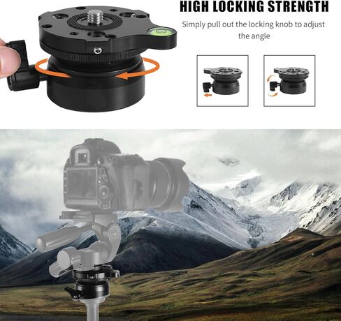 قاعدة تسوية ثلاثية القوائم بخيط 1/4 بوصة، لوحة رأس حامل ثلاثي القوائم من الألومنيوم ±15 درجة ضبط إمالة الكاميرا مع مستوى الفقاعات لكاميرات DSLR وكاميرات الفيديو والتلسكوبات الذكية in Kuwait