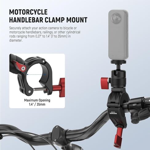 NEEWER Motorcycle Bike Handlebar Mount Compatible with GoPro DJI Osmo Action Cameras, Handle Bar Pole Clamp Holder with 360° Rotation for POV Video Recording, CA165 in Saudi Arabia