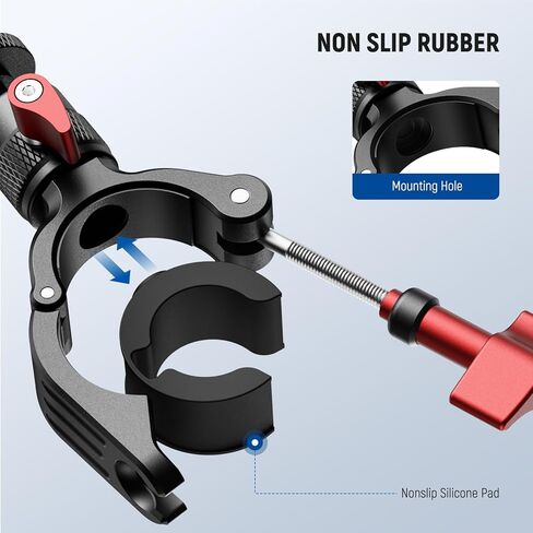 NEEWER Motorcycle Bike Handlebar Mount Compatible with GoPro DJI Osmo Action Cameras, Handle Bar Pole Clamp Holder with 360° Rotation for POV Video Recording, CA165 in Saudi Arabia