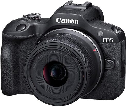 كاميرا Canon EOS R100 بدون مرآة مع مجموعة عدسات مقاس 18-45 مم | مستشعر APS-C بدقة 24.2 ميجابكسل وتركيز بؤري تلقائي ثنائي البكسل وفيديو بدقة 4K | للمبتدئين والتصوير العائلي (6052C012) + محول EF-EOS R + بطاقة سعة 64 جيجابايت + المزيد in Saudi Arabia