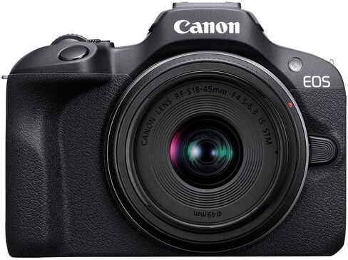 كاميرا Canon EOS R100 بدون مرآة مع مجموعة عدسات مقاس 18-45 مم | مستشعر APS-C بدقة 24.2 ميجابكسل وتركيز بؤري تلقائي ثنائي البكسل وفيديو بدقة 4K | للمبتدئين والتصوير العائلي (6052C012) + محول EF-EOS R + بطاقة سعة 64 جيجابايت + المزيد in Saudi Arabia