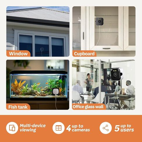 كاميرا مراقبة نافذة داخلية 2K، كاميرا أمان واي فاي 3 ميجابكسل 2.4 جيجا هرتز مع رؤية ليلية بالأشعة تحت الحمراء، كشف الحركة بالذكاء الاصطناعي، حامل لاصق للشقق والإيجارات، تخزين سحابي أو محلي in Saudi Arabia