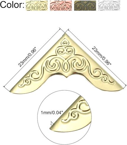 Generic Metal Book Corner Protector, 80Pcs Vintage Iron Edge Cover Guard for Scrapbook, Photo, Menus, 4Colors in (Gold, Silver, Rose Gold, Bronze) in Saudi Arabia