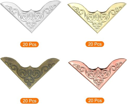 Generic Metal Book Corner Protector, 80Pcs Vintage Iron Edge Cover Guard for Scrapbook, Photo, Menus, 4Colors in (Gold, Silver, Rose Gold, Bronze) in Saudi Arabia