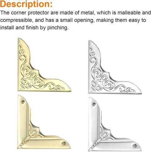 Generic Metal Book Corner Protector, 80Pcs Vintage Iron Edge Cover Guard for Scrapbook, Photo, Menus, 4Colors in (Gold, Silver, Rose Gold, Bronze) in Saudi Arabia