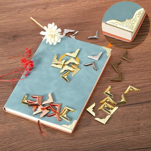 Generic Metal Book Corner Protector, 80Pcs Vintage Iron Edge Cover Guard for Scrapbook, Photo, Menus, 4Colors in (Gold, Silver, Rose Gold, Bronze) in Saudi Arabia