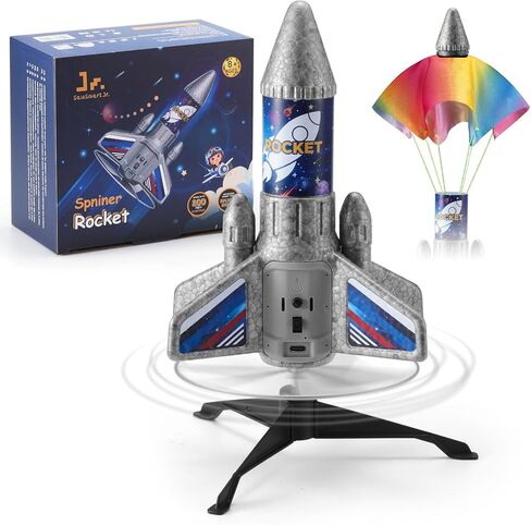 Sainsmart Jr. Rocket Launcher for Kids ، 200 قدم من ارتفاع الطيران ، صاروخ الهواء الآلي مع المظلة ، لعبة خارج الهواء الطلق مع الأراضي بأمان ، الأسود in Kuwait