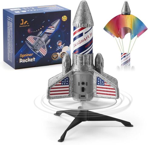 Sainsmart Jr. Rocket Launcher for Kids ، 200 قدم من ارتفاع الطيران ، صاروخ الهواء الآلي مع المظلة ، لعبة خارج الهواء الطلق مع الأراضي بأمان ، الأسود in Kuwait