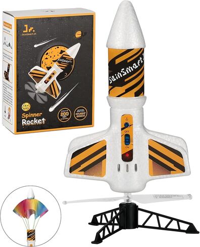 Sainsmart Jr. Rocket Launcher for Kids ، 200 قدم من ارتفاع الطيران ، صاروخ الهواء الآلي مع المظلة ، لعبة خارج الهواء الطلق مع الأراضي بأمان ، الأسود in Kuwait