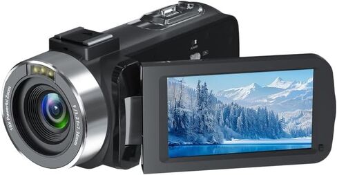 PUSOKEI 4K Digital Camera for Vlogging, 3" 270 Flip Screen & 18X Zoom Camcorder with WiFi, Hot Shoe for Mic/Light, 1500mAh Battery for Travel in Saudi Arabia