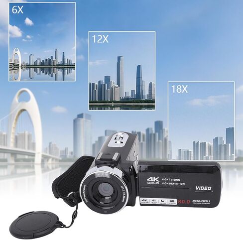 PUSOKEI 4K Digital Camera for Vlogging, 3" 270 Flip Screen & 18X Zoom Camcorder with WiFi, Hot Shoe for Mic/Light, 1500mAh Battery for Travel in Saudi Arabia