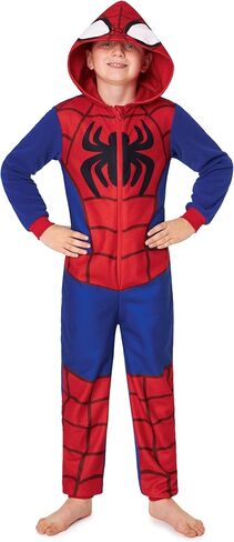 Marvel Spiderman One Piece Pajamas Set Boys, Teens, Fleece Hooded Jumpsuit, Superhero Outfit, Loungewear PJs, Gifts for Boys in Saudi Arabia