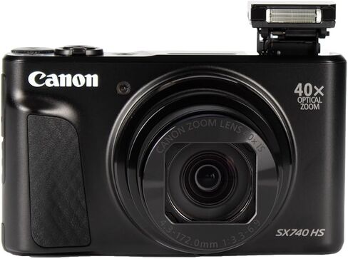 كاميرا Canon PowerShot SX740 HS Lite Edition الرقمية (أسود) + بطاقة ذاكرة سعة 64 جيجابايت + 2 بطارية NB13L + برنامج صور + شاحن + قارئ بطاقات + ضوء LED + حقيبة ناعمة + المزيد (متجددة) in Kuwait
