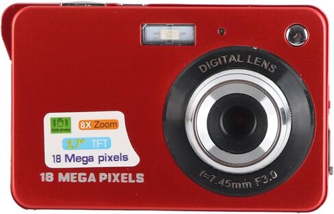 JTLB Digital Camera, 8X Zoom Card Digital Camera 5 MP 2.7in LCD Display Maximum Support 32GB Memory Card Builtin Microphone for Teens Kids Boys Girls (Red) in Saudi Arabia