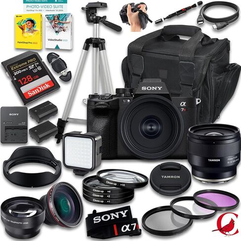 كاميرا سوني a7R V بدون مرآة مع عدسة تامرون 24 مم f/2.8 Di III OSD M 1:2 + ذاكرة 128 جيجابايت + بطارية إضافية + حقيبة كاميرا + حامل ثلاثي + المزيد (31 قطعة) in Kuwait