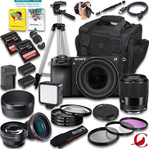 كاميرا سوني a6700 بدون مرآة مع عدسة سيجما 30 مم f/1.4 DC DN المعاصرة + ذاكرة 128 جيجابايت + بطارية إضافية + حقيبة كاميرا + حامل ثلاثي + المزيد (حزمة 29 قطعة) in Saudi Arabia