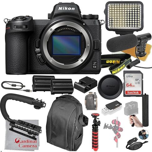 Nikon Z6 II Mirrorless Camera Body Only Video Bundle + LED Video Light + Microphone + Ultra Speed 64GB Memory (21pc Bundle) in Saudi Arabia