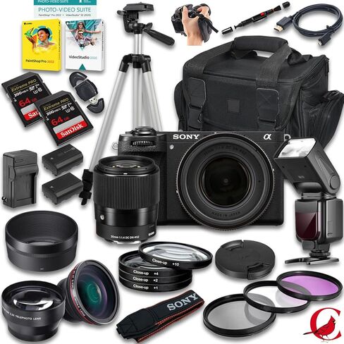 Sony a6700 Mirrorless Camera with Sigma 30mm f/1.4 DC DN Contemporary Lens + 128 GB Memory + TTL Flash + Extra Battery + Camera Case + Tripod + More (29pc Bundle) in Saudi Arabia