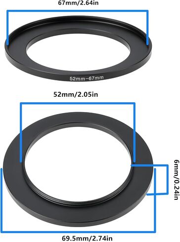 2 pcs 52mm to 67mm Step Up Camera Lens Converter Filter Adapter Ring Metal in Saudi Arabia