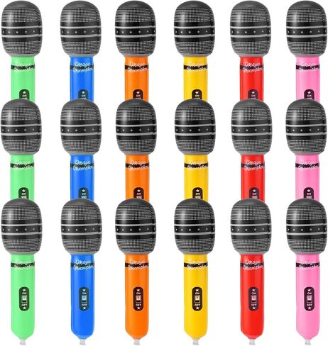 12pcs Inflatable Microphone Party Favors, 8.66x1.97in 6 Color Aluminum Film Blow Up Fake Microphone Props Bulk for Kids Karaoke Concert Themed DJ-Props Toy Photo Booth Decoration Musical Supplies in Kuwait