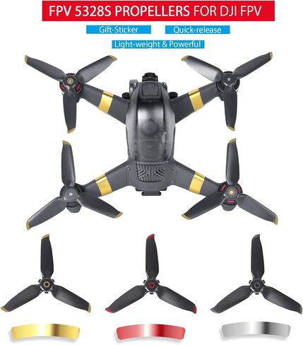 مراوح Darkhorse FPV متوافقة مع مجموعة طائرات DJI FPV بدون طيار، زوجان من شفرات دعائم FPV سريعة التحرير مع 4 قطع من ملصقات جلد الذراع لملحقات DJI FPV (نصيحة ذهبية) in Saudi Arabia