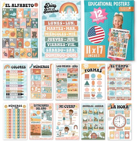 Hadley Designs 12 Boho Spanish Classroom Decorations-Elementary Posters In Spanish Alphabet, Abecedario Para Niños En Española in Saudi Arabia
