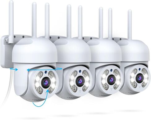 OOSSXX (صوت ثنائي الاتجاه و2.4G/5G WiFi 6) كاميرات مراقبة PTZ بزاوية 360 درجة لاسلكية في الهواء الطلق لنظام كاميرا أمان المنزل في الداخل، رؤية ليلية ملونة 2K 3MP، تتبع تلقائي، 4 حزم in Kuwait
