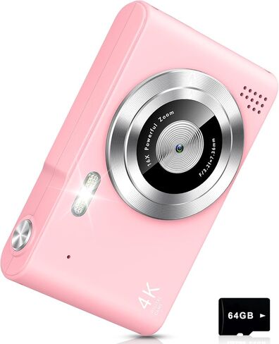 كاميرا رقمية، كاميرا FHD 1080P للأطفال، كاميرا Point and Shoot مع تكبير 16X مضادة للاهتزاز، كاميرا صغيرة محمولة مدمجة للفتيات والأولاد، وردي in Kuwait