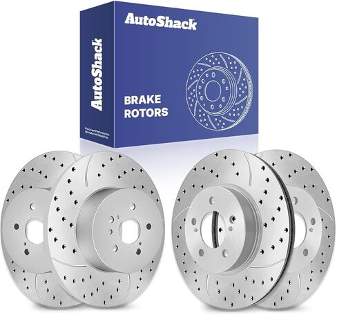 AutoShack Set of 4 Front and Rear Drilled and Slotted Brake Rotors Silver Replacement for 2004 2005 2006 2007 2008 2009 2010 Toyota Sienna 3.3L 3.5L V6 AWD FWD BRKPKG40004 in Saudi Arabia