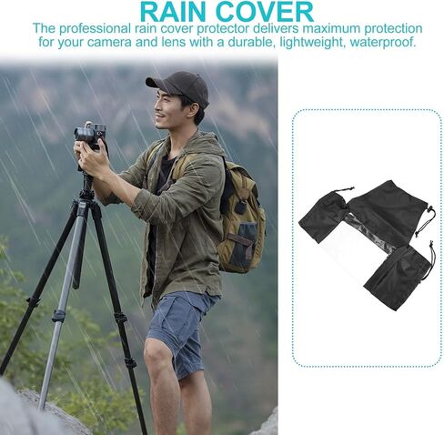 Kisangel DSLR Rain Cover Waterproof Camera Sleeve Digital Camera Rain Protector with Adjustable Hood Outdoor Photography Raincoat and Lens Protection in Saudi Arabia