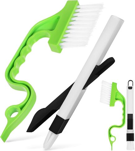Mipcase 4 Pcs Window Track Cleaning Brush Set Multifunctional Crevice Brushes with Green Handle for Window Groove and Track Cleaning for Home and Kitchen Use in Saudi Arabia