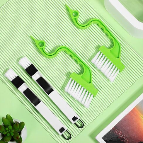 Mipcase 4 Pcs Window Track Cleaning Brush Set Multifunctional Crevice Brushes with Green Handle for Window Groove and Track Cleaning for Home and Kitchen Use in Saudi Arabia