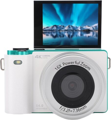 كاميرا EBTOOLS بدون مرآة، فيديو 4K، 64 ميجابكسل، شاشة قلاب 2.8 بوصة 180 درجة، تكبير رقمي 16X، تركيز تلقائي AF، 32 جيجابايت، مصباح يدوي، للصور والفيديو ومدونات الفيديو ومنشئ المحتوى (أسود) in Saudi Arabia