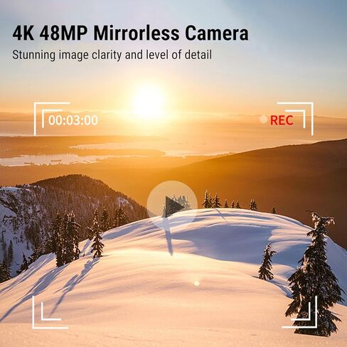 كاميرا EBTOOLS بدون مرآة، كاميرا تسجيل فيديو بدقة 4K بدقة 48 ميجابكسل للتصوير الفوتوغرافي، تكبير 16X، سعة 32 جيجابايت مدمجة، بطاريتان، صور وفيديو، للسفر in Saudi Arabia