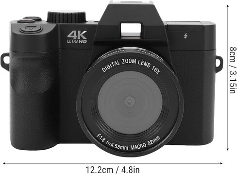 كاميرا EBTOOLS بدون مرآة، كاميرا تسجيل فيديو بدقة 4K بدقة 48 ميجابكسل للتصوير الفوتوغرافي، تكبير 16X، سعة 32 جيجابايت مدمجة، بطاريتان، صور وفيديو، للسفر in Saudi Arabia