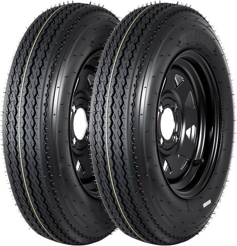 2-Pack Trailer Tire On Rim 5.30-12 530-12 5.30x12 Trailer Tires and 4 Lug on 4" PCD 12In Wheels Load Range C 6PR Black in Saudi Arabia