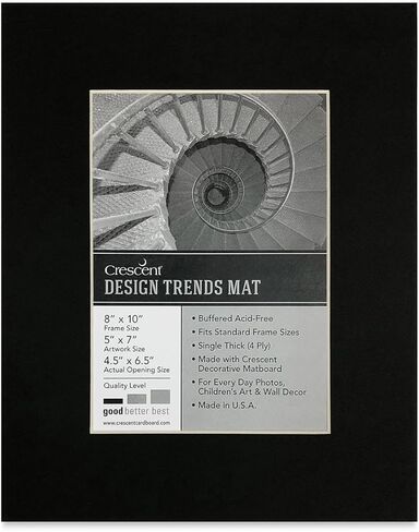 Crescent Pre-Cut Mat - Raven Black, 8" x 10" (4-1/2" x 6-1/2" Opening) in Saudi Arabia