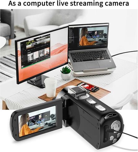 كاميرا فيديو PUSOKEI 4K بدقة 64 ميجابكسل، ومسجل كاميرا رقمية مع شاشة IPS تدور 3 بوصة، وتكبير 28X، وتركيز تلقائي، وإضاءة ملء LED، وبطارية 4800 مللي أمبير في الساعة، وكاميرا فيديو رقمية للسفر in Kuwait