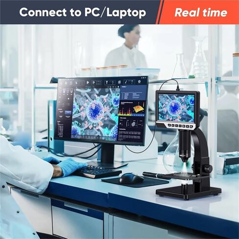 Digital Microscope, EDM11S Digital Microscope 2000X 7 IPS 12MP 1080P Lab Biological Camera Dual Lens with Remote Control,Pocket Portable in Saudi Arabia