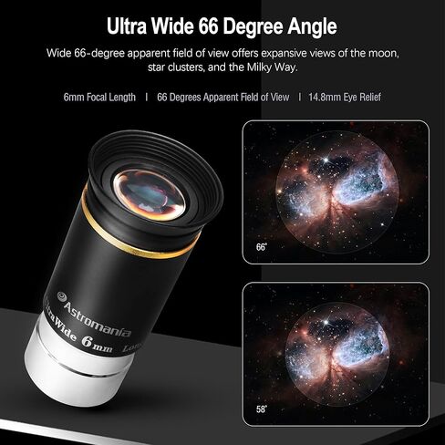 Astromania 1.25" 17mm Super Plossl Telescope Eyepiece - Bundle with - 1.25 inch HD Telescope Eyepiece 66 Degree 6mm in Saudi Arabia