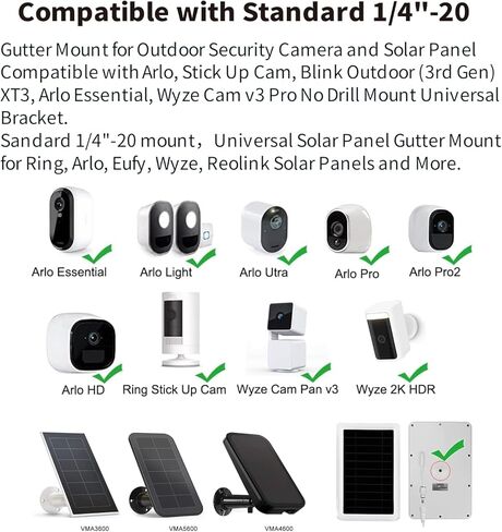 Tonton حامل مزراب من الفولاذ المقاوم للصدأ متوافق مع eufy Security SoloCam S220/C210، eufyCam 2C/2C Pro، 3/S330، 2/2 Pro، 3C/S300، دعامة مقاومة للطقس قابلة للتعديل 360 درجة للكاميرات الخارجية in Saudi Arabia