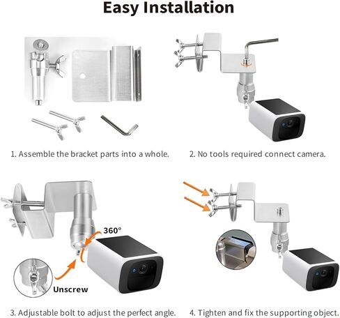 Tonton حامل مزراب من الفولاذ المقاوم للصدأ متوافق مع eufy Security SoloCam S220/C210، eufyCam 2C/2C Pro، 3/S330، 2/2 Pro، 3C/S300، دعامة مقاومة للطقس قابلة للتعديل 360 درجة للكاميرات الخارجية in Saudi Arabia