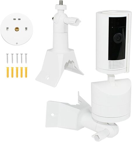 دعامة تثبيت على الحائط على الزوايا متوافقة مع الكاميرا الداخلية ذات الإمالة الدائرية، حامل تثبيت قابل للتعديل 360 درجة، مع برغي 1/4 سهل التركيب (أبيض، عبوة واحدة) in Kuwait