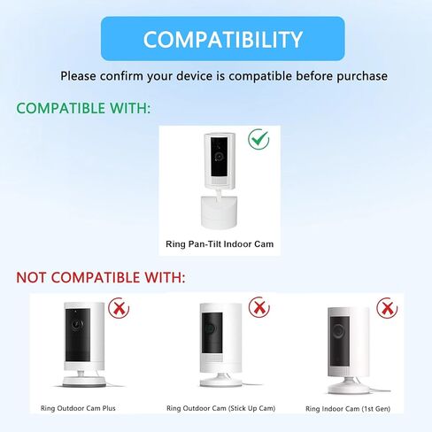 دعامة تثبيت على الحائط على الزوايا متوافقة مع الكاميرا الداخلية ذات الإمالة الدائرية، حامل تثبيت قابل للتعديل 360 درجة، مع برغي 1/4 سهل التركيب (أبيض، عبوة واحدة) in Kuwait