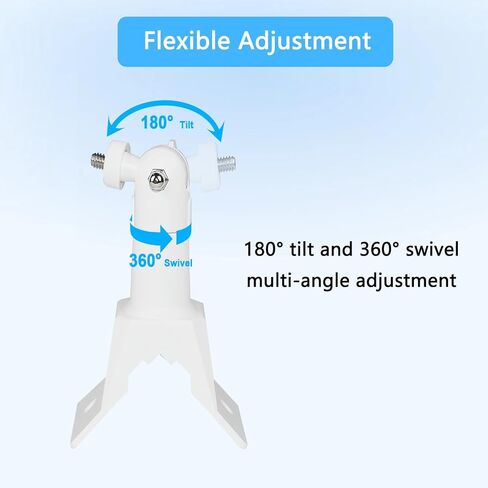 دعامة تثبيت على الحائط على الزوايا متوافقة مع الكاميرا الداخلية ذات الإمالة الدائرية، حامل تثبيت قابل للتعديل 360 درجة، مع برغي 1/4 سهل التركيب (أبيض، عبوة واحدة) in Kuwait